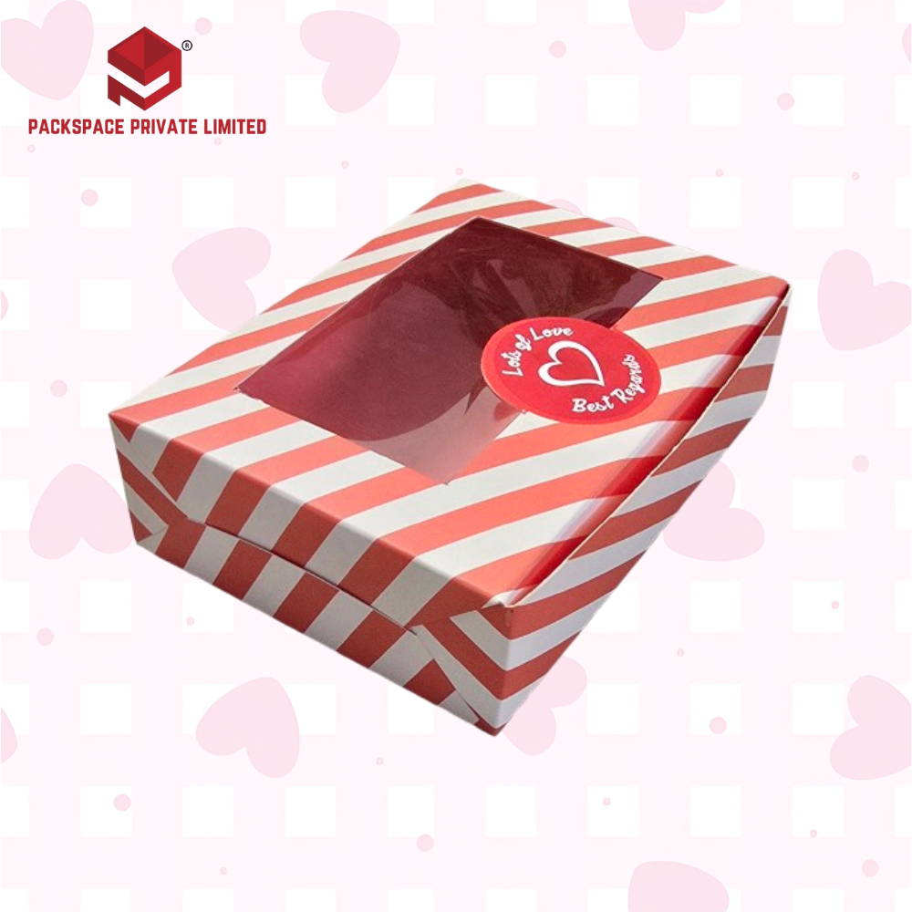 Red Striped Valentine's Gift Box ( 5.5 x 4 x 1.5 Inches)