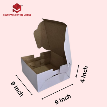 Cake Box 500 Gms to 1 Kg [ 9 x 9 x 4 Inch ] White