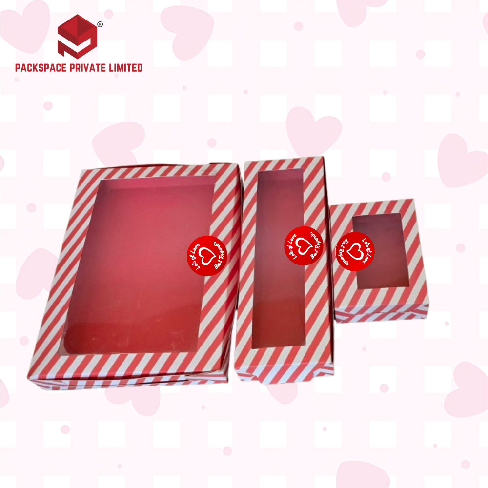 Red Striped Valentine's Gift Box ( 11 x 8 x 1.5 Inches )